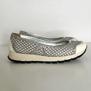 Prada Sport Ballet Shoes Trainers Metallic Mesh Patent Leather Size 36.5 Vintage